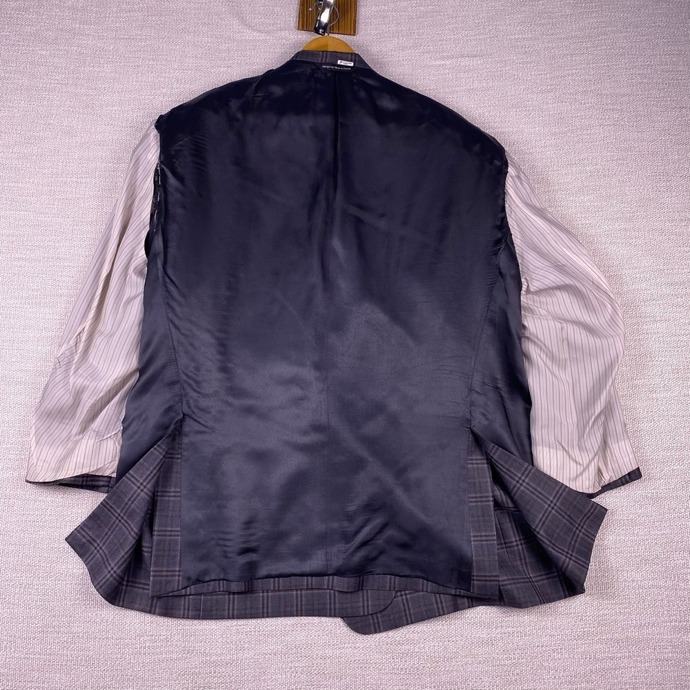 Coppley Blazer Sport Coat 52R Mens Rich Reda Super 130s Gray Plaid VGUC - Picture 5 of 10